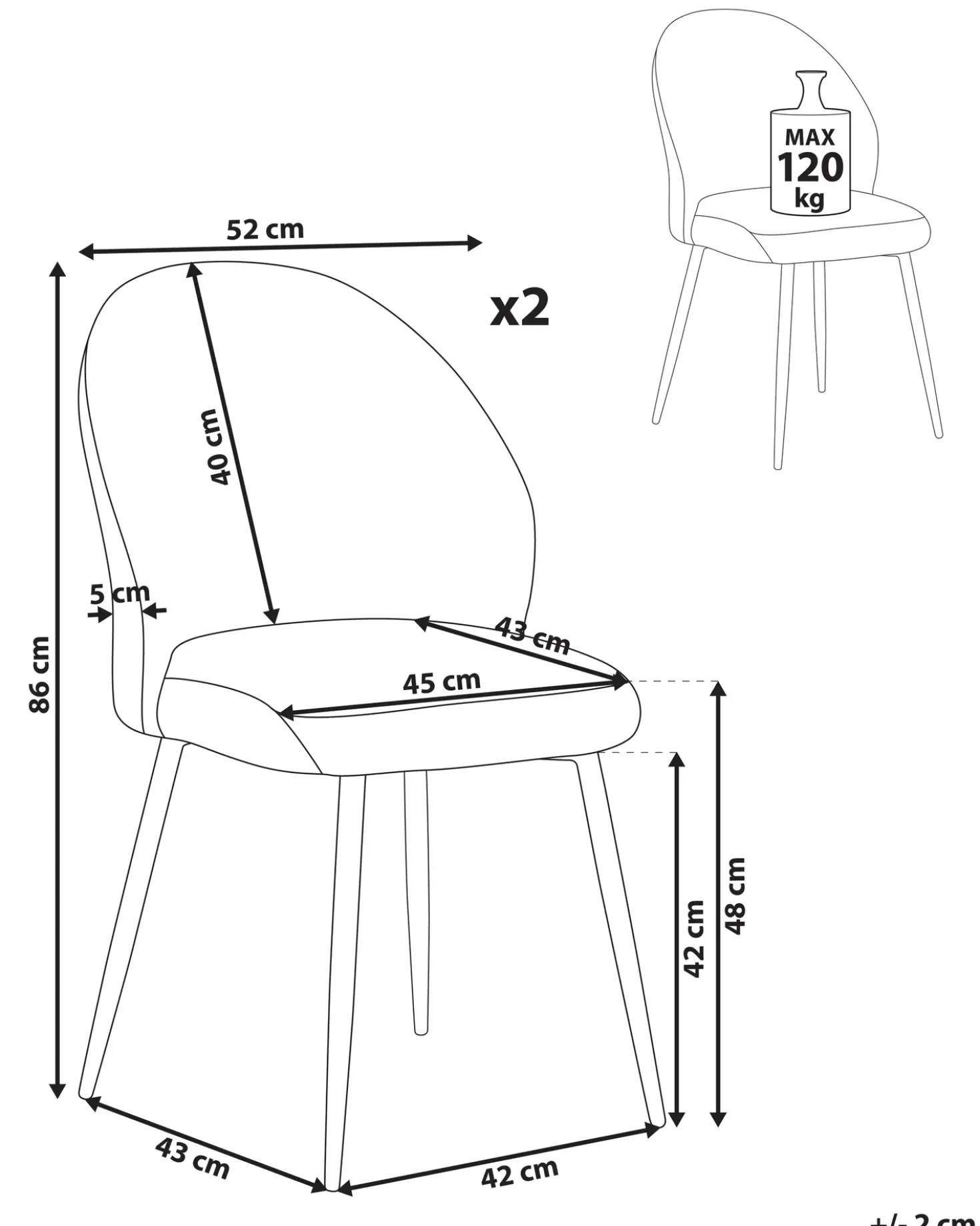 Set di 2 sedie da pranzo ELOY Velluto a coste Bianco sporco