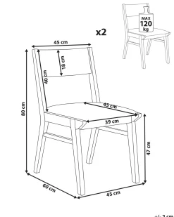 Set di 2 sedie da pranzo ENOLA Legno Marrone chiaro/Grigio chiaro