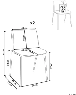 Set di 2 sedie da pranzo ESBON Tessuto Grigio chiaro
