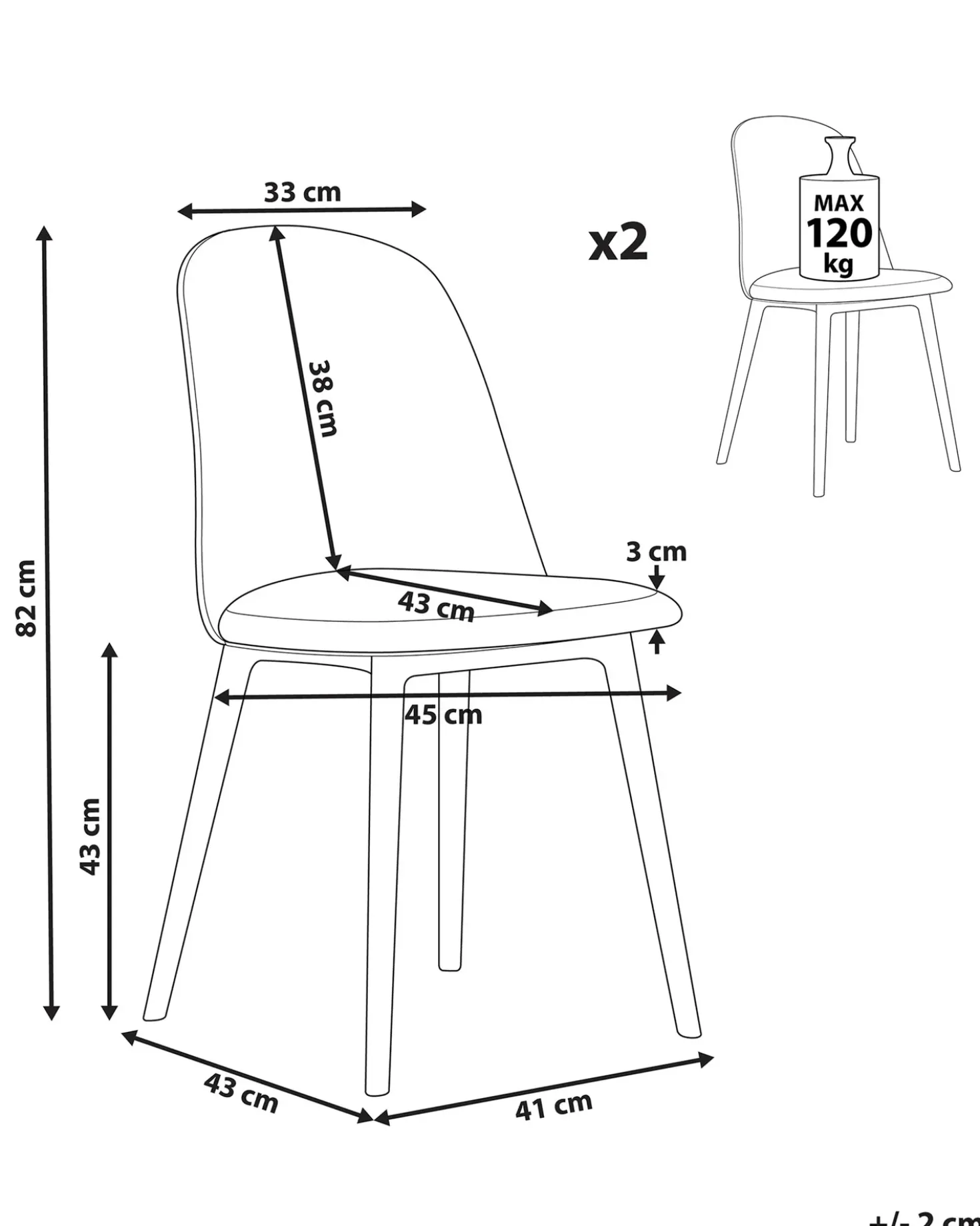 Set di 2 sedie da pranzo FOMBY Bianco