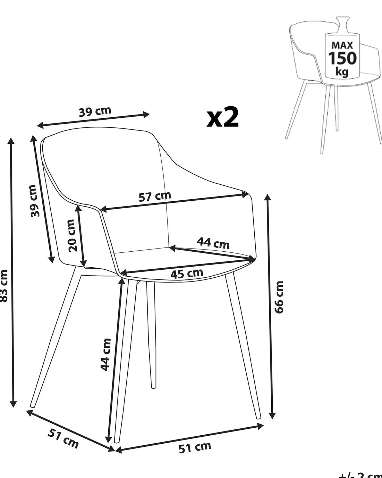Set di 2 sedie da pranzo FONDA II Bianco
