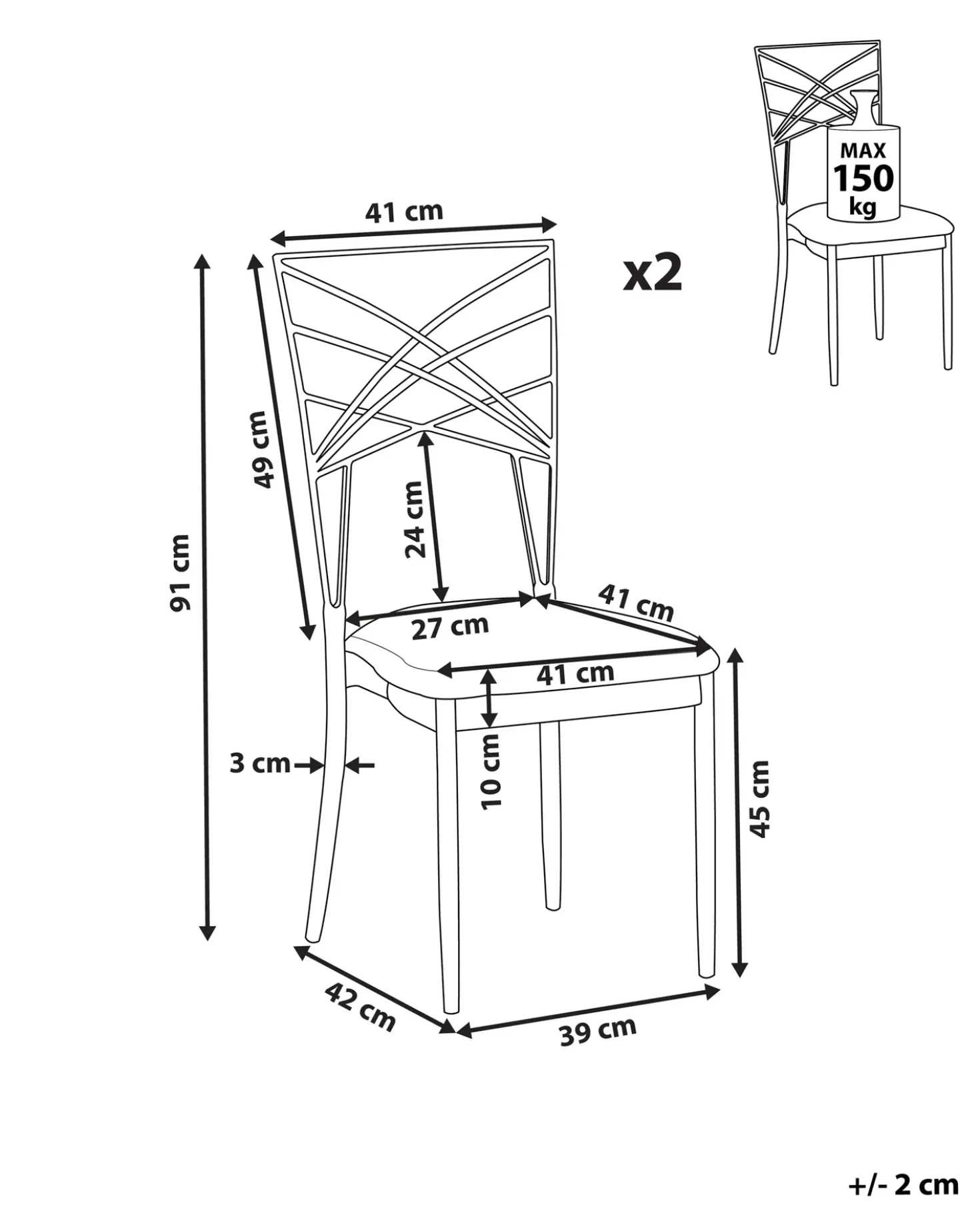 Set di 2 sedie da pranzo GIRARD Metallo Nero