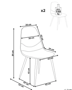 Set di 2 sedie da pranzo HILDEN Velluto a coste Bianco