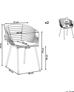 Set di 2 sedie da pranzo HOBACK Metallo Oro
