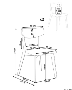 Set di 2 sedie da pranzo HOPE Legno Marrone chiaro/Grigio
