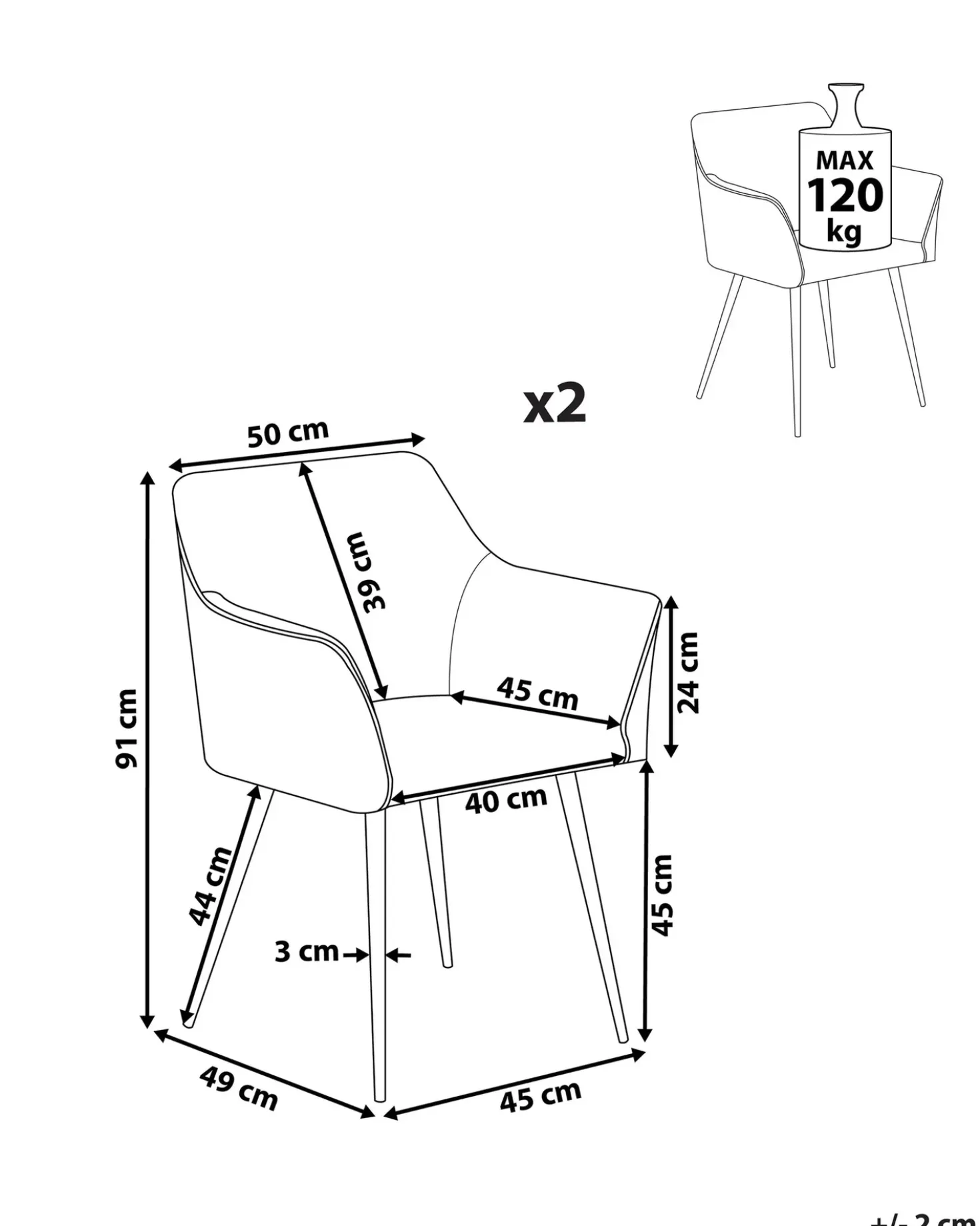 Set di 2 sedie da pranzo JASMIN Velluto Beige chiaro