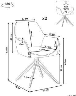 Set di 2 sedie da pranzo JODAR Tessuto Tortora