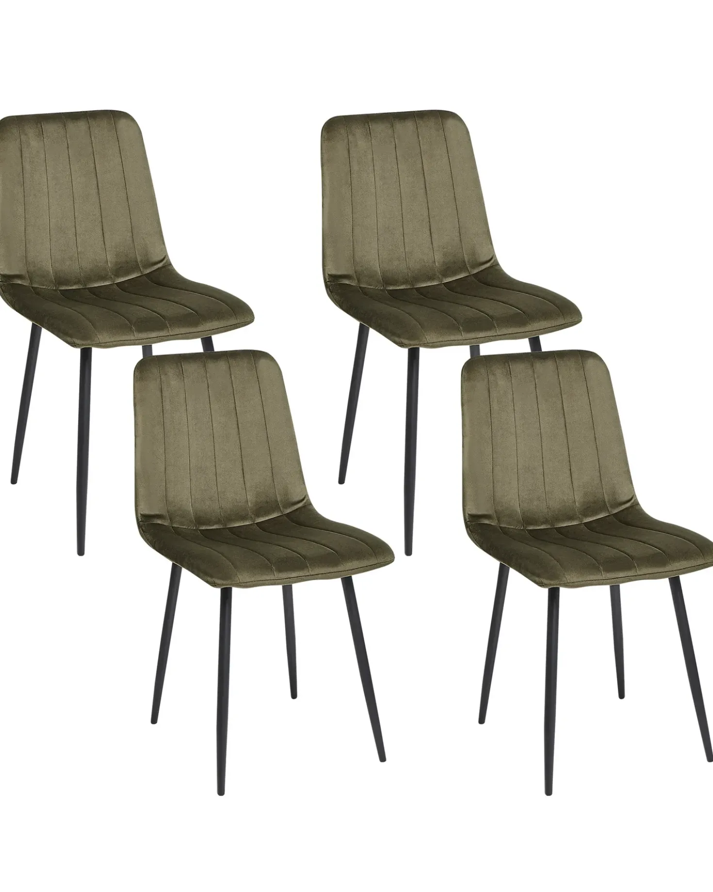 Set di 4 sedie da pranzo KALISPELL Velluto Verde oliva