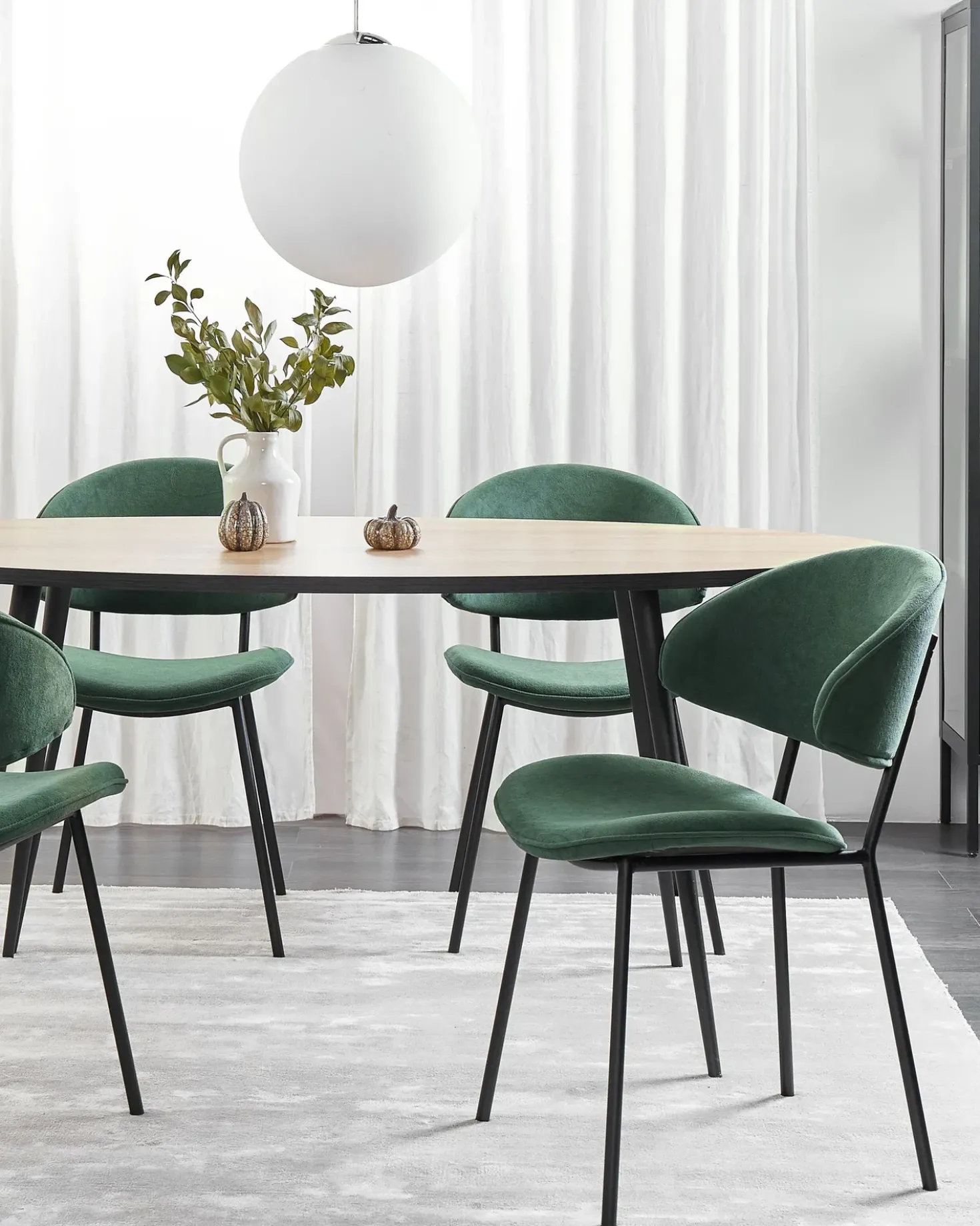Set di 2 sedie da pranzo KIANA Tessuto Verde scuro