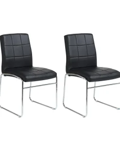 Beliani Set di 2 sedie da pranzo KIRON Pelle sintetica Nero Argento Nero