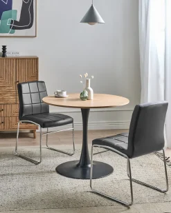 Beliani Set di 2 sedie da pranzo KIRON Pelle sintetica Nero Argento Nero