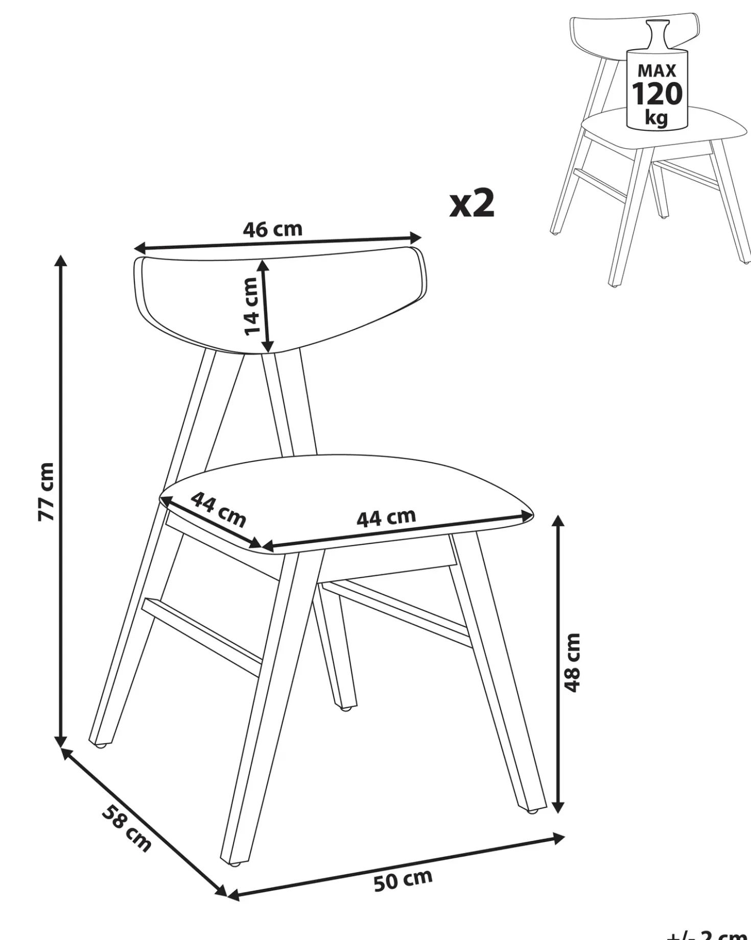Set di 2 sedie da pranzo LACOTA Legno Marrone/Verde