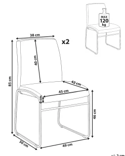 Set di 2 sedie da pranzo LECCO Tessuto Grigio chiaro