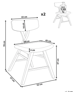 Set di 2 sedie da pranzo LELAND Legno Marrone/Bianco Sporco