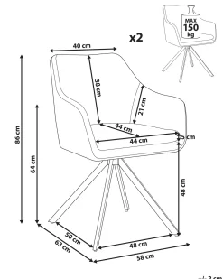 Set di 2 sedie da pranzo LITHIA Tessuto Tortora