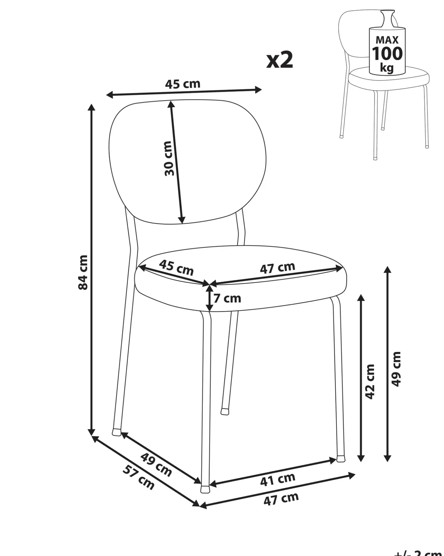 Set di 2 sedie da pranzo LOLETA Tessuto Beige chiaro