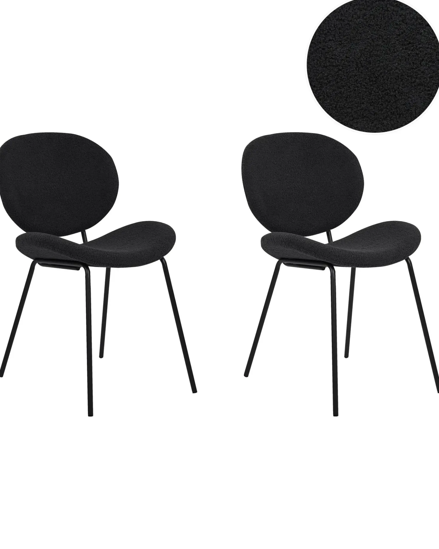 Set di 2 sedie da pranzo LUANA Bouclé Nero