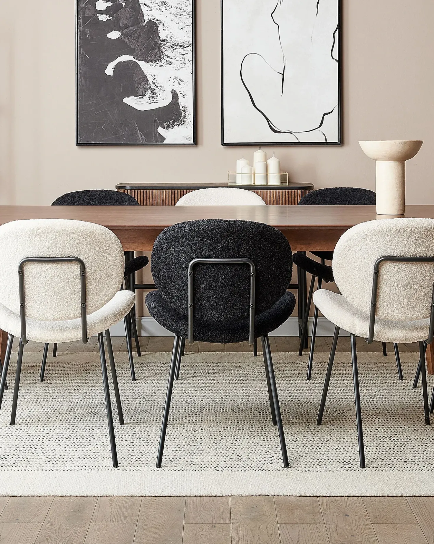 Set di 2 sedie da pranzo LUANA Bouclé Nero