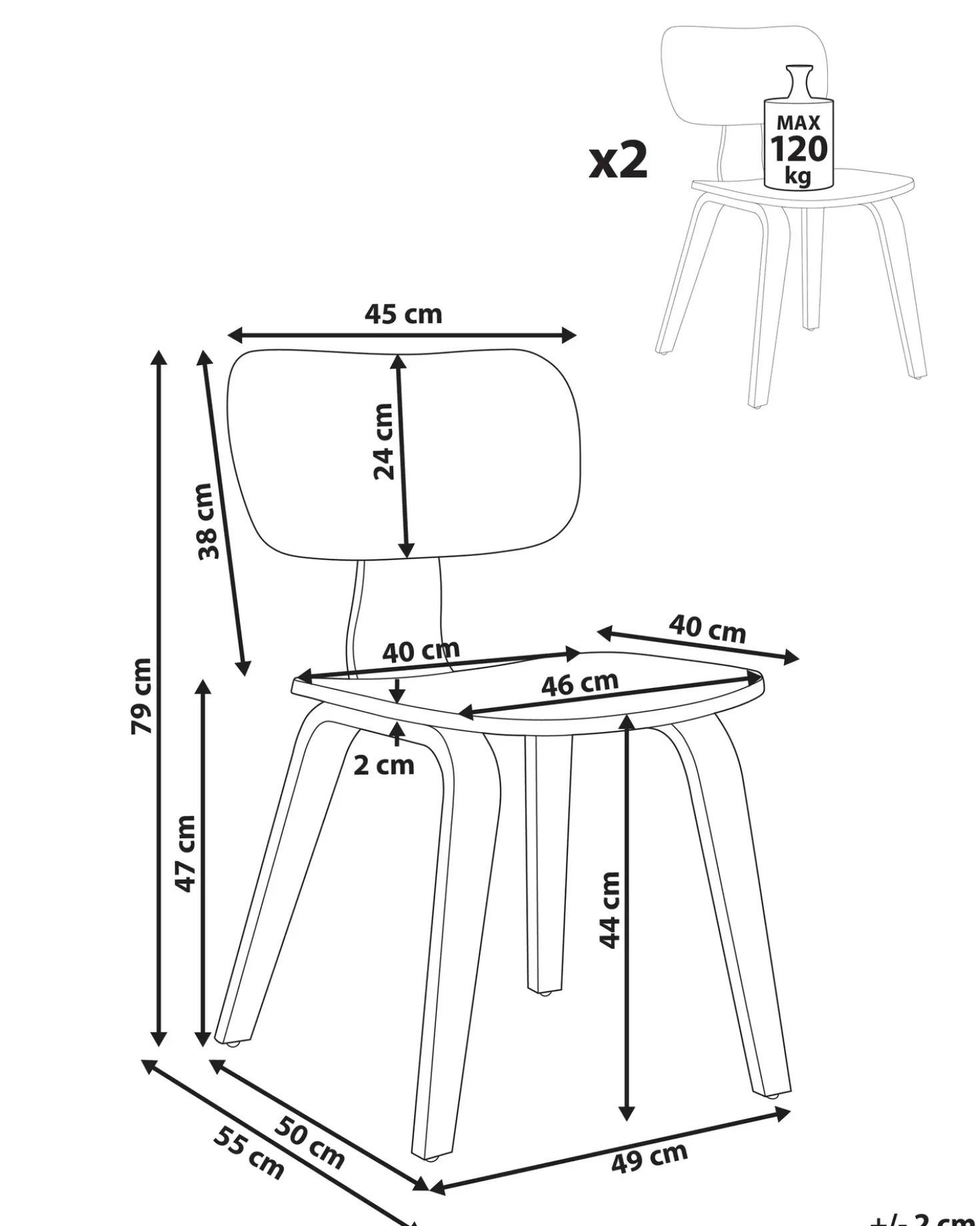 Set di 2 sedie da pranzo LUCINDA Legno Marrone scuro