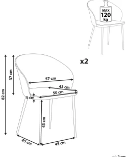 Set di 2 sedie da pranzo MASON Tessuto Grigio chiaro