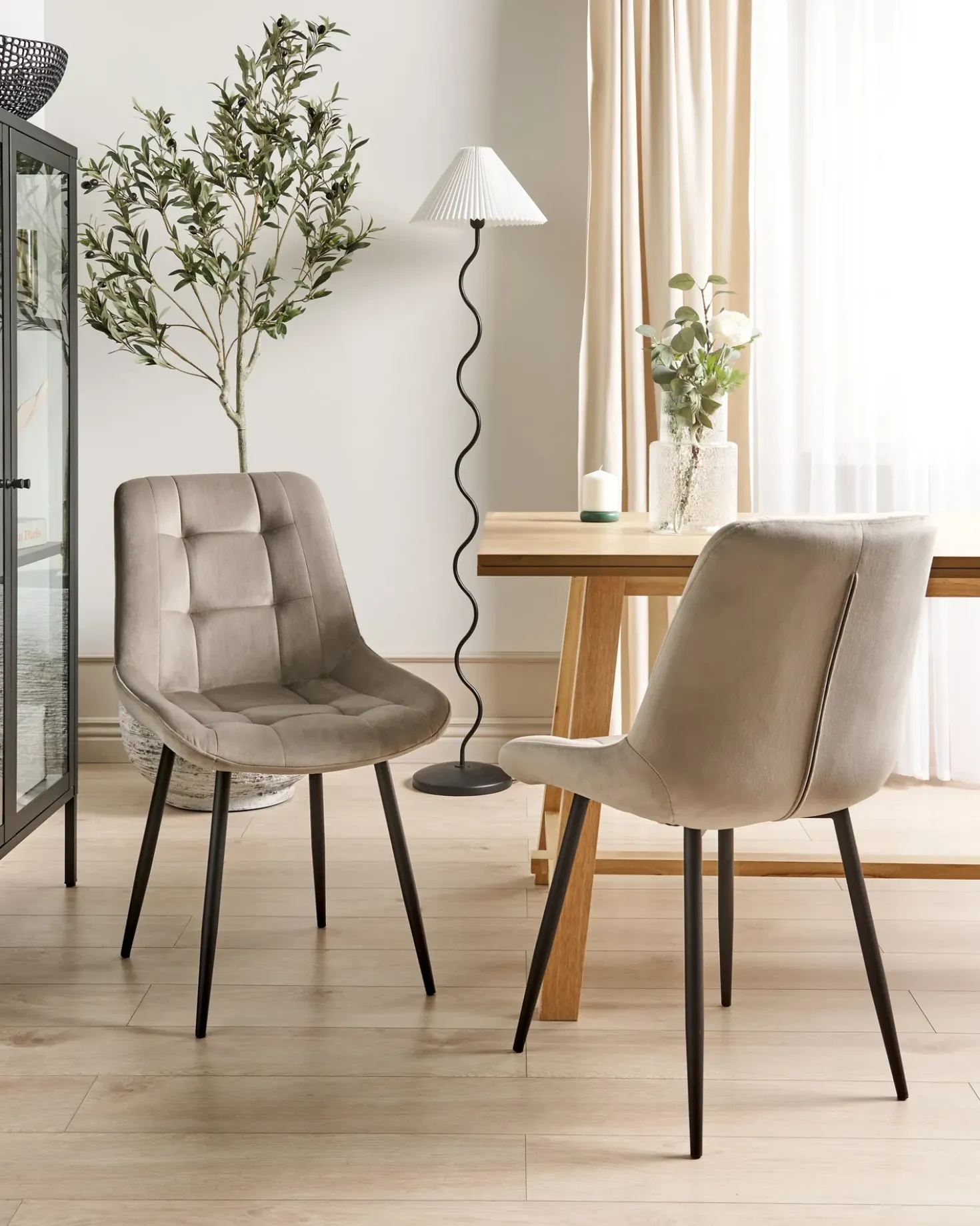 Set di 2 sedie da pranzo MELROSE Velluto Tortora