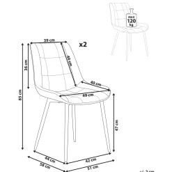 Set di 2 sedie da pranzo MELROSE Velluto Bianco sporco