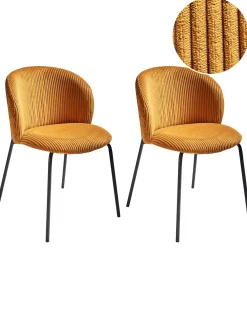 Set di 2 sedie da pranzo MILES Velluto a coste Arancione