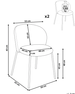 Set di 2 sedie da pranzo MILES Velluto a coste Arancione