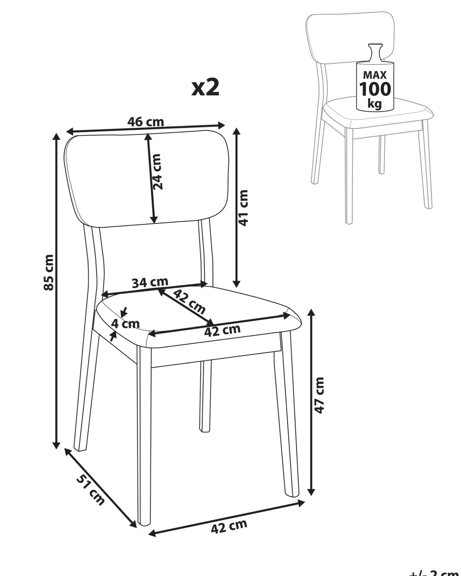 Set di 2 sedie da pranzo MINIER Legno Marrone chiaro/Beige