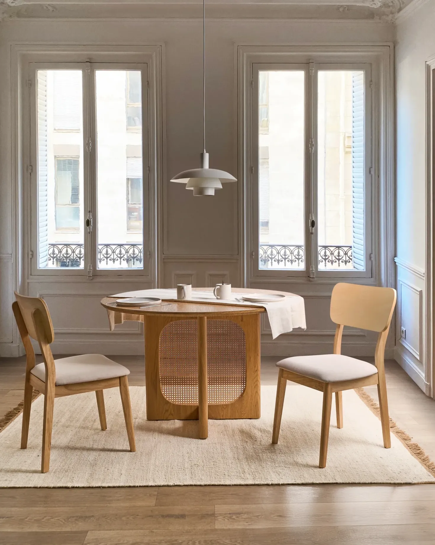 Set di 2 sedie da pranzo MINIER Legno Marrone chiaro/Beige