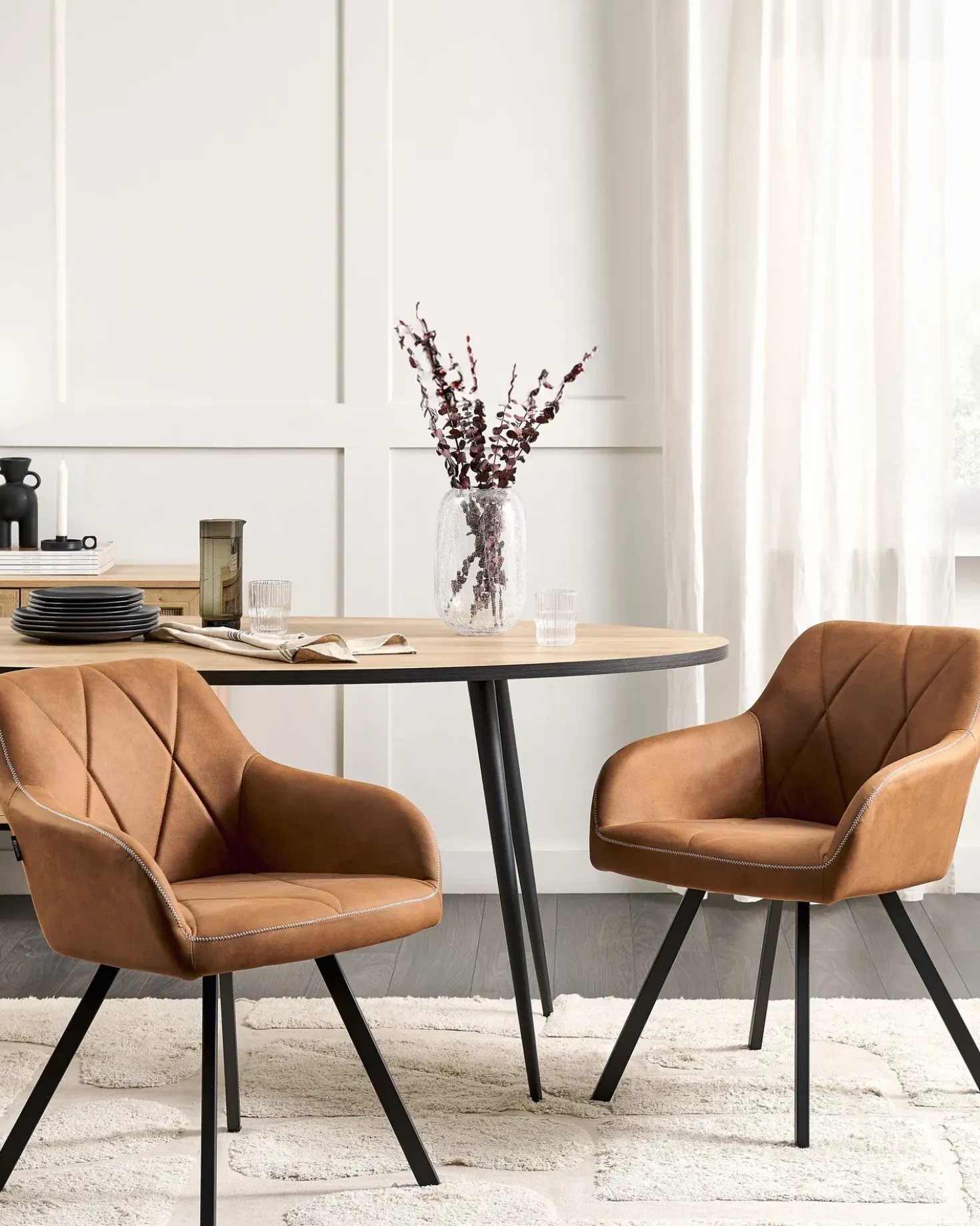 Set di 2 sedie da pranzo MONEE Tessuto Marrone dorato