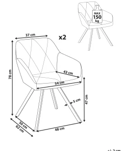 Set di 2 sedie da pranzo MONEE Tessuto Blu oltremare