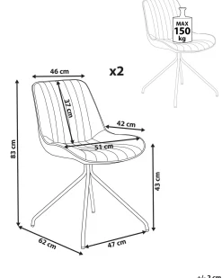 Set di 2 sedie da pranzo NAVASOTA Velluto Beige
