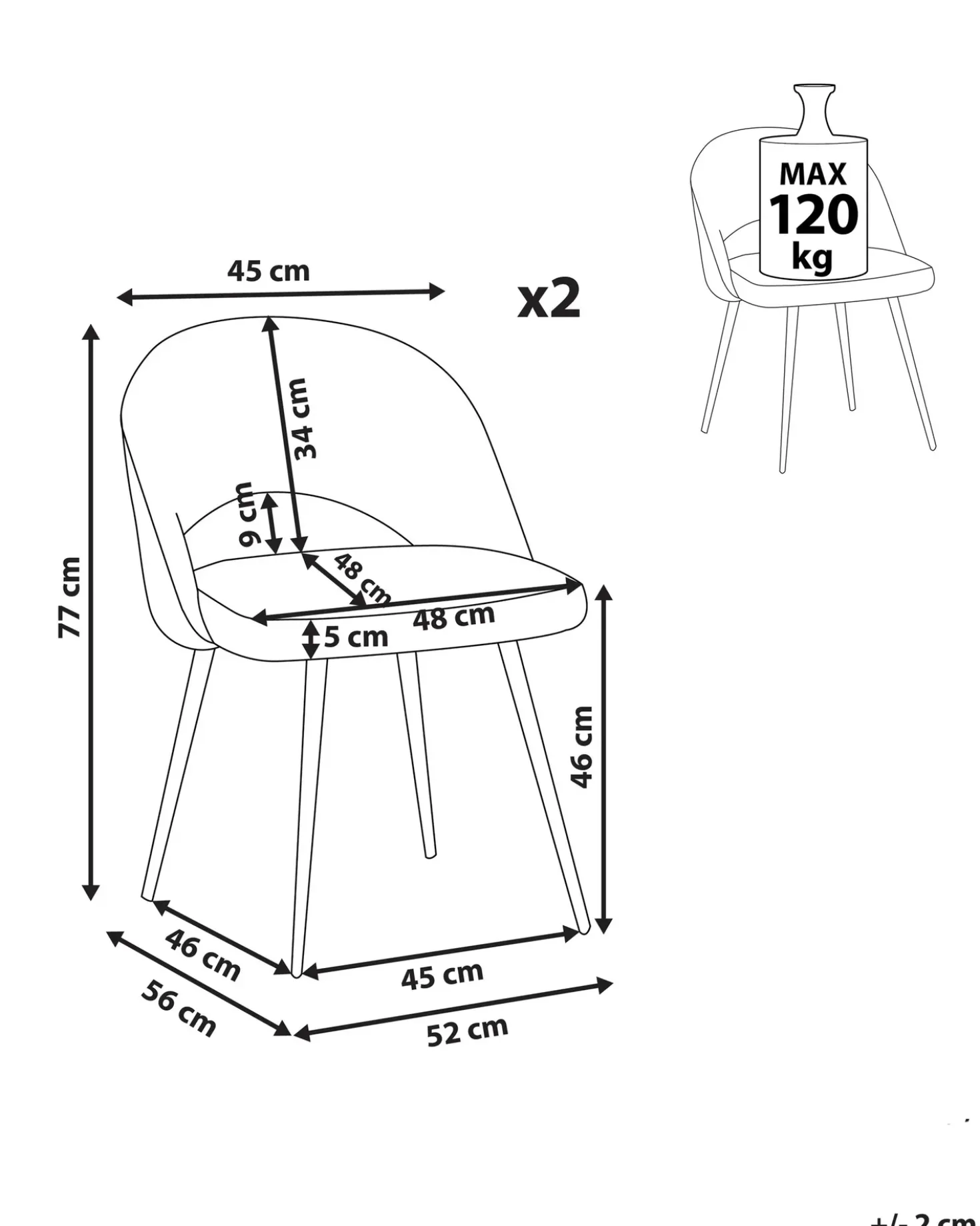 Set di 2 sedie da pranzo ONAGA Bouclé Nero