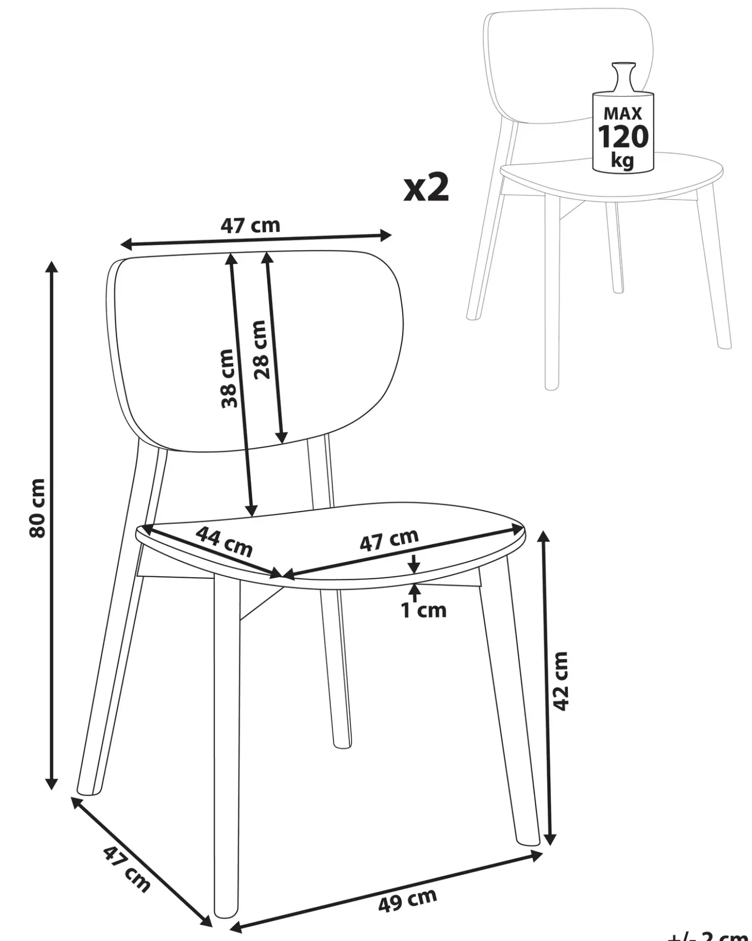 Set di 2 sedie da pranzo OVERLY Legno Marrone scuro