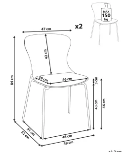 Set di 2 sedie da pranzo PITSBURG Grigio