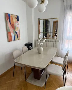 Set di 4 sedie da pranzo RILEY Tessuto Beige chiaro