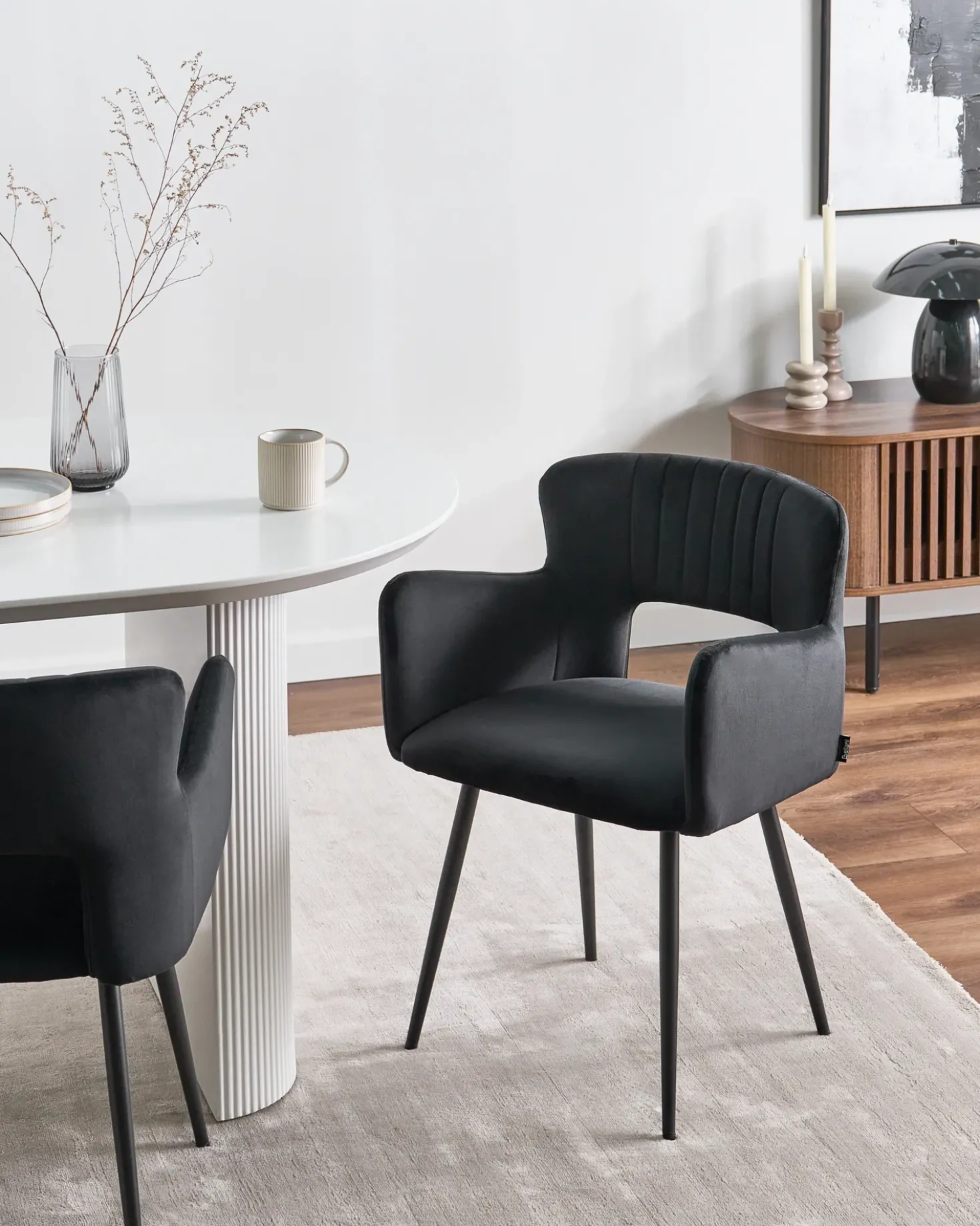 Set di 2 sedie da pranzo SANILAC Velluto Nero
