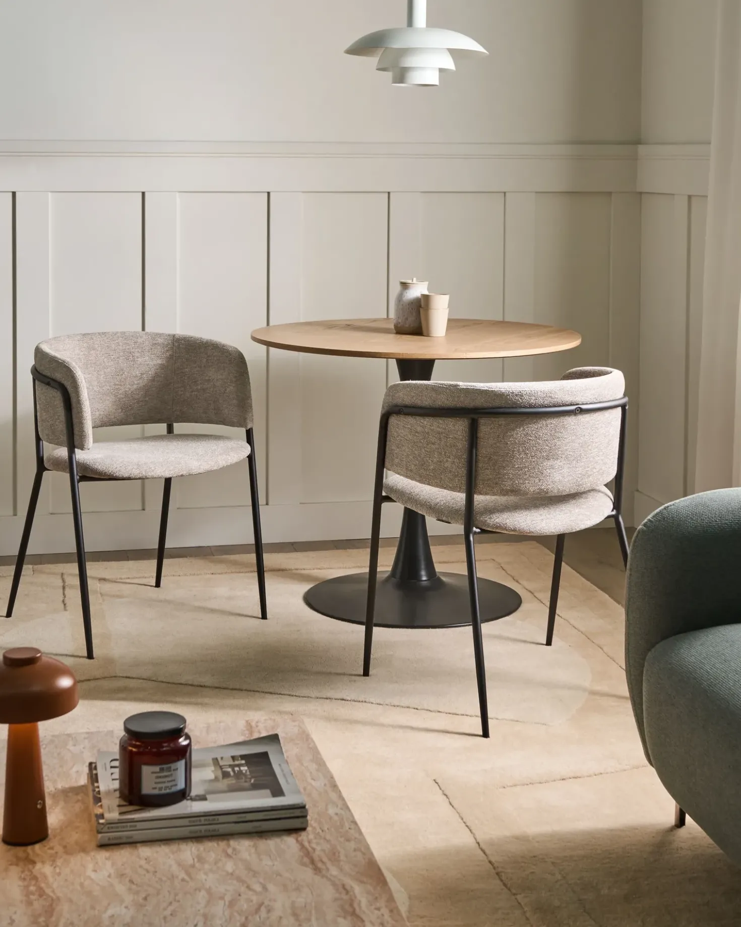 Set di 2 sedie da pranzo SPRINGER Ciniglia Tortora
