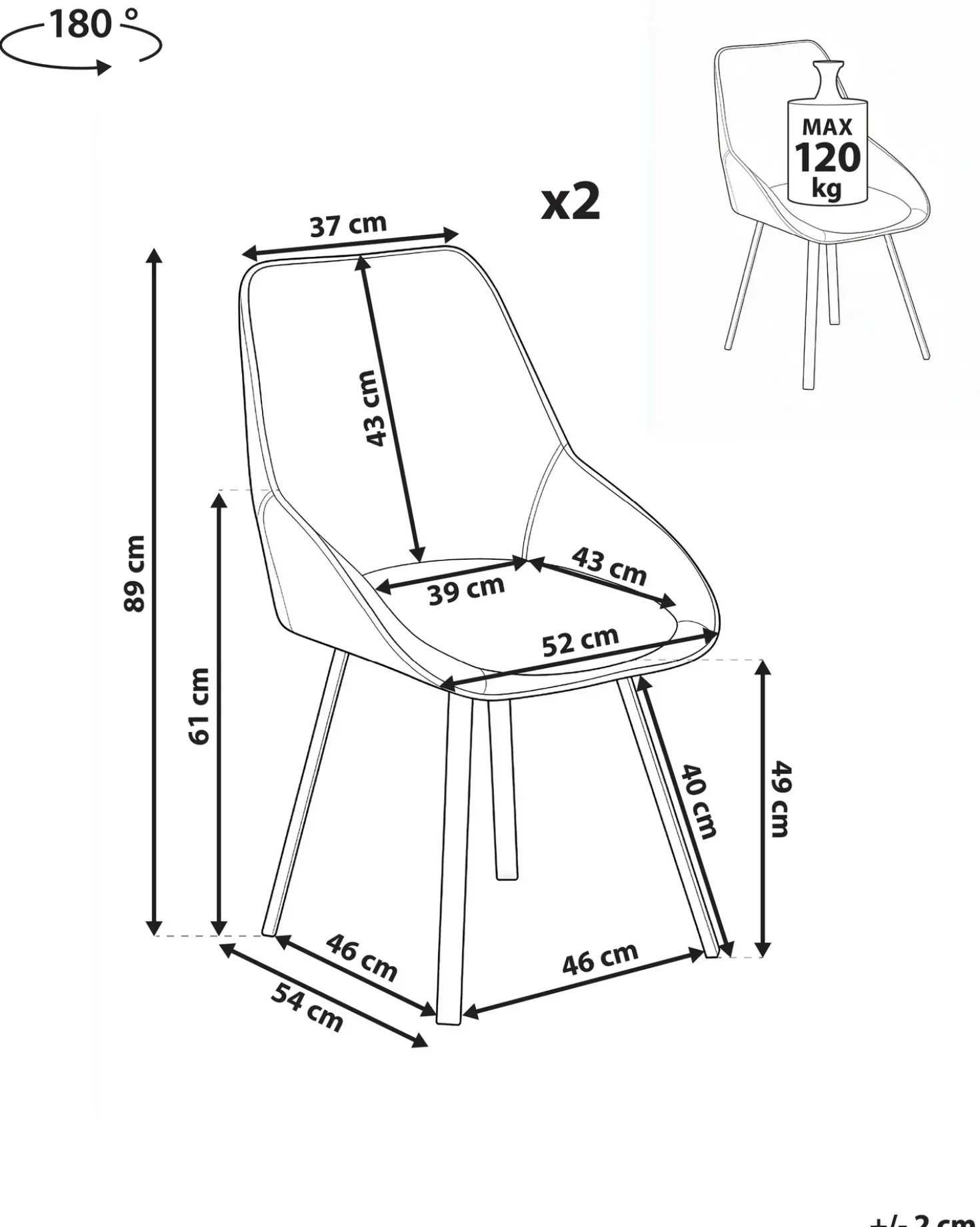 Set di 2 sedie da pranzo TERLTON Velluto Beige chiaro