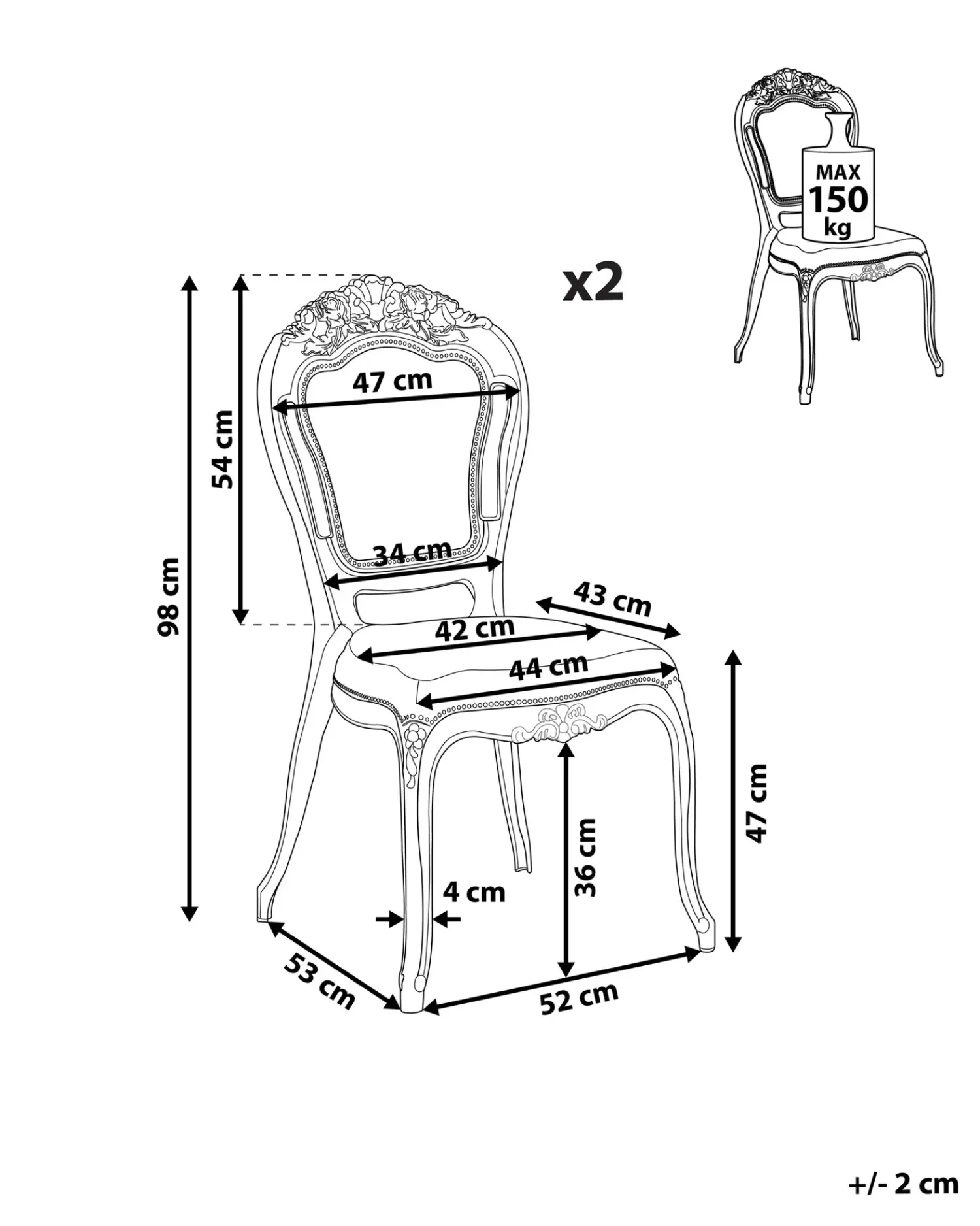 Discount Beliani Set di 2 sedie da pranzo VERMONT Trasparente