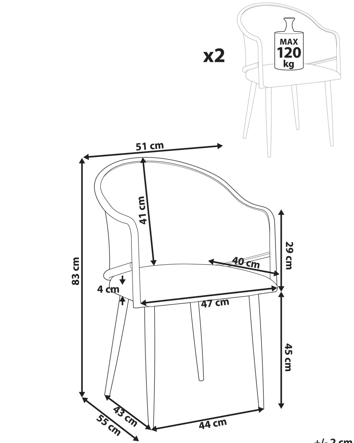 Set di 2 sedie da pranzo WEIMAR Metallo Nero