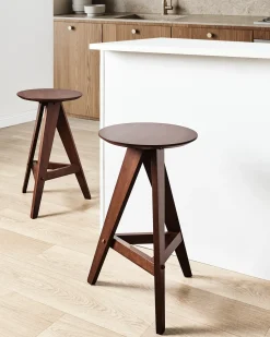 Clearance Beliani Set di 2 sgabelli da bar AROMA Legno Marrone