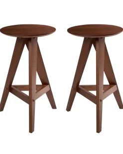 Clearance Beliani Set di 2 sgabelli da bar AROMA Legno Marrone