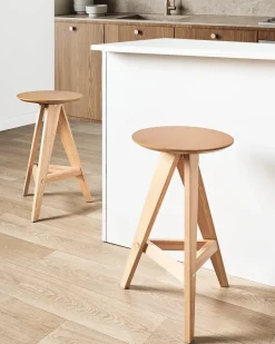 Discount Beliani Set di 2 sgabelli da bar AROMA Legno chiaro Marrone
