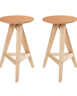 Discount Beliani Set di 2 sgabelli da bar AROMA Legno chiaro Marrone