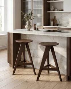 New Beliani Set di 2 sgabelli da bar AROMA Legno scuro Marrone