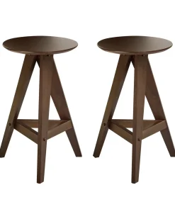 New Beliani Set di 2 sgabelli da bar AROMA Legno scuro Marrone
