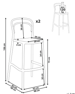 Clearance Beliani Set di 2 sgabelli da bar per giardino PORANO Beige