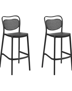 Clearance Beliani Set di 2 sgabelli da bar per giardino CELLENO Nero